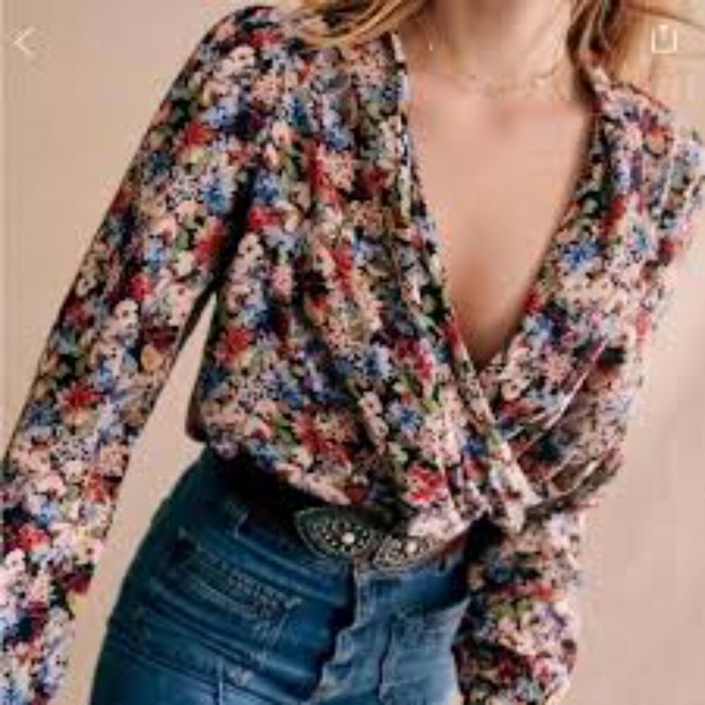 Sezane Abelia Wrap Blouse, Fall Is Blooming
